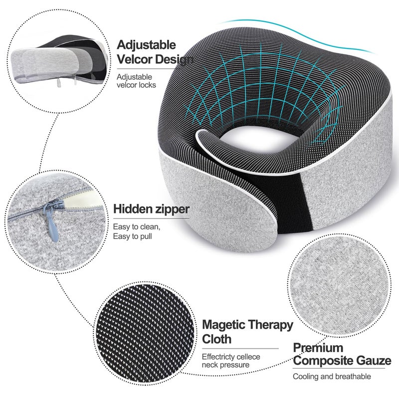 TALLGO Travel Pillow, Best Memory Foam Neck Pillow Head Support Soft Pillow for Sleeping Rest, Airplane Car & Home Use (Dark Blue) - Image 2
